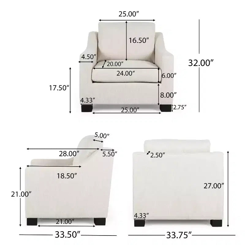 Quran Contemporary Fabric Club Chair with Sloped Arms