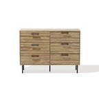 LuxenHome Mid-Century Modern Wave 6-Drawer 47.2-Inch Wide Dresser Brown