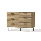 Mid-Century Modern Wave 6-Drawer 47.2-Inch Wide Dresser Brown