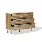 Mid-Century Modern Wave 6-Drawer 47.2-Inch Wide Dresser Brown