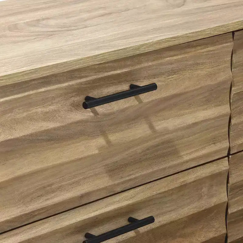 Mid-Century Modern Wave 6-Drawer 47.2-Inch Wide Dresser Brown