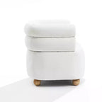Modern Upholstered Ivory Barrel Accent Chair with Wood Ball Legs Beige