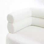 Modern Upholstered Ivory Barrel Accent Chair with Wood Ball Legs Beige
