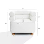 Modern Upholstered Ivory Barrel Accent Chair with Wood Ball Legs Beige