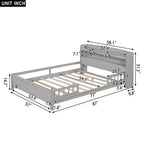 Whisen Wood Full Size Platform Bed with Built-in LED Light, Storage Headboard and Guardrail