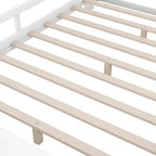 Whisen Wood Full Size Platform Bed with Built-in LED Light, Storage Headboard and Guardrail