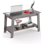 31.49 Rustic Coffee Table - 2-Tier Modern Farmhouse Side Table for Living Room, Home, Office & Outdoor