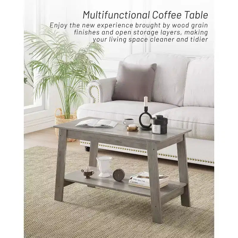 31.49 Rustic Coffee Table - 2-Tier Modern Farmhouse Side Table for Living Room, Home, Office & Outdoor