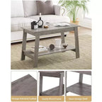 31.49 Rustic Coffee Table - 2-Tier Modern Farmhouse Side Table for Living Room, Home, Office & Outdoor