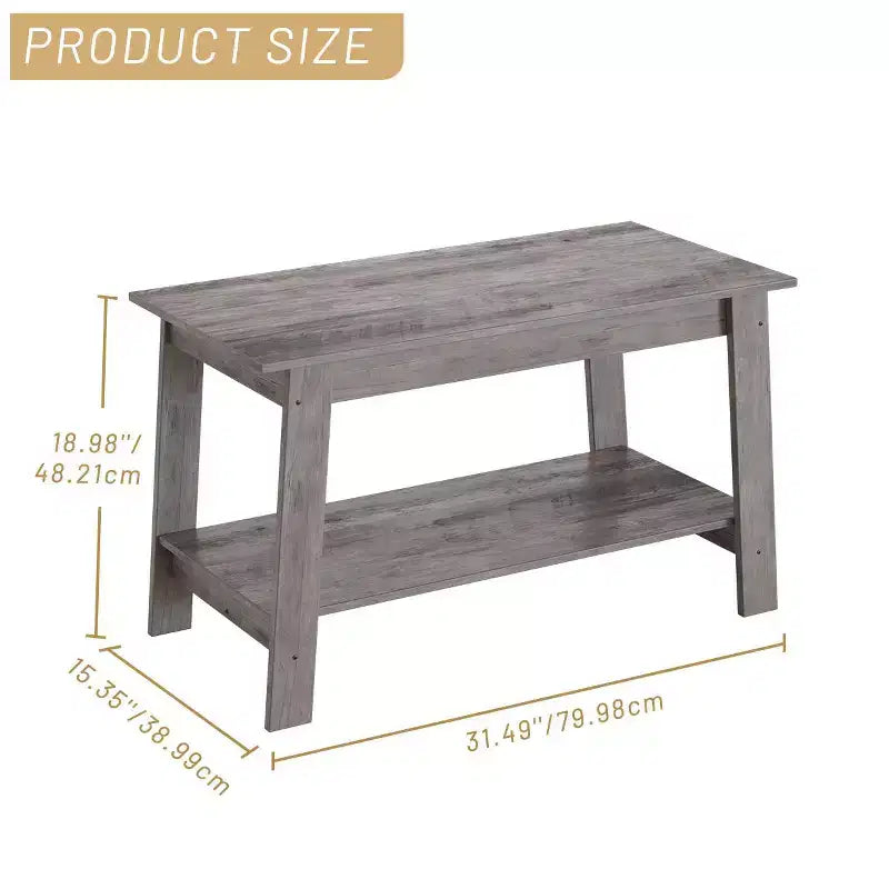 31.49 Rustic Coffee Table - 2-Tier Modern Farmhouse Side Table for Living Room, Home, Office & Outdoor