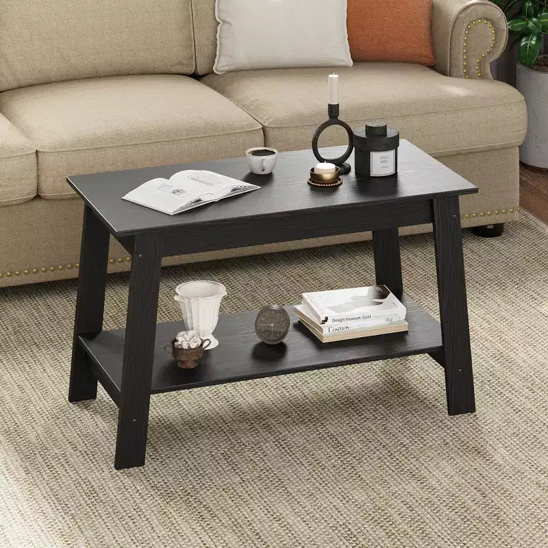 31.49 Rustic Coffee Table - 2-Tier Modern Farmhouse Side Table for Living Room, Home, Office & Outdoor