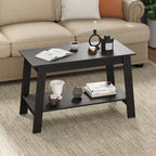 31.49 Rustic Coffee Table - 2-Tier Modern Farmhouse Side Table for Living Room, Home, Office & Outdoor