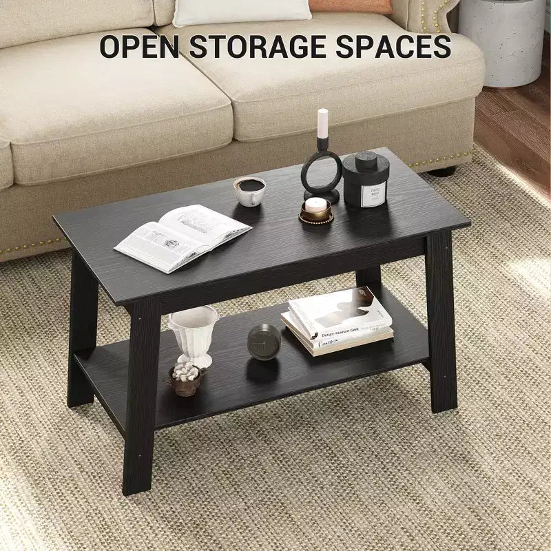 31.49 Rustic Coffee Table - 2-Tier Modern Farmhouse Side Table for Living Room, Home, Office & Outdoor
