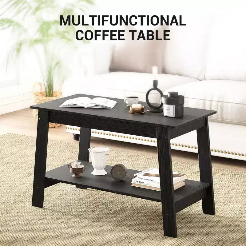 31.49 Rustic Coffee Table - 2-Tier Modern Farmhouse Side Table for Living Room, Home, Office & Outdoor