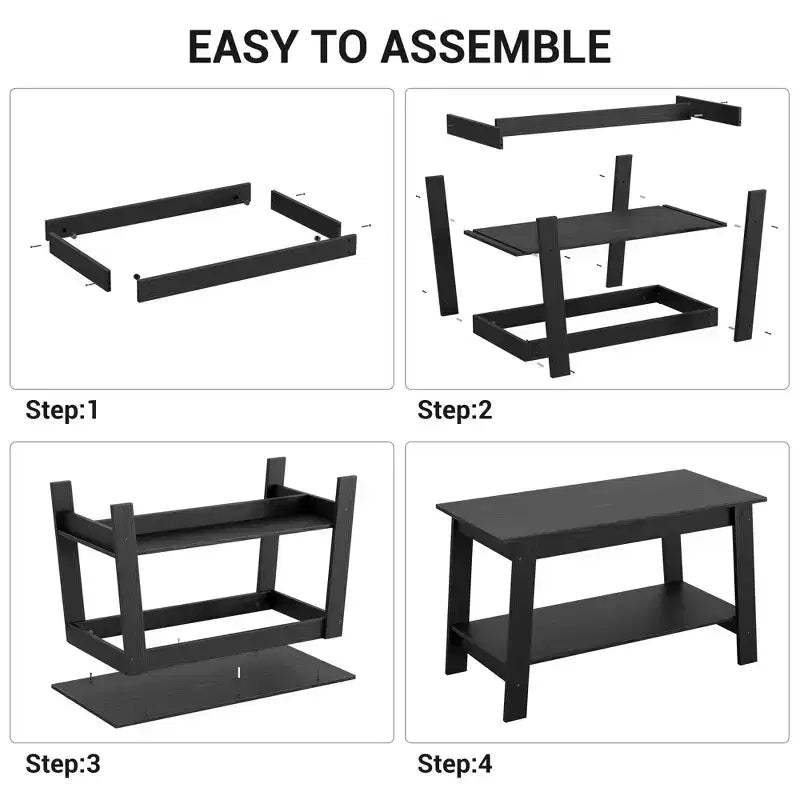 31.49 Rustic Coffee Table - 2-Tier Modern Farmhouse Side Table for Living Room, Home, Office & Outdoor