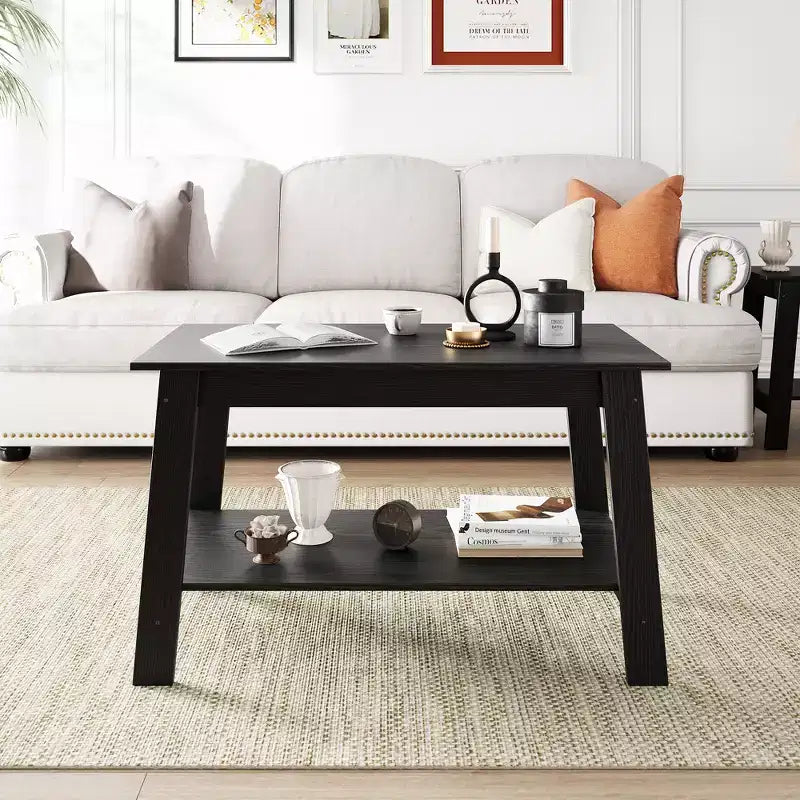 31.49 Rustic Coffee Table - 2-Tier Modern Farmhouse Side Table for Living Room, Home, Office & Outdoor