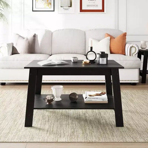 31.49 Rustic Coffee Table - 2-Tier Modern Farmhouse Side Table for Living Room, Home, Office & Outdoor