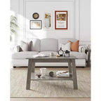 31.49 Rustic Coffee Table - 2-Tier Modern Farmhouse Side Table for Living Room, Home, Office & Outdoor