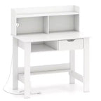 Computer Desk with Power Outlets and USB Ports & Type-C Hutch Open Shelf Drawer Black/White