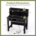 Computer Desk with Power Outlets and USB Ports & Type-C Hutch Open Shelf Drawer Black/White