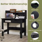 Computer Desk with Power Outlets and USB Ports & Type-C Hutch Open Shelf Drawer Black/White