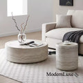 Round Coffee Table Faux MARS Pattern Cocktail Table Center Table Accent Table Sofa Side Table End Table - ModernLuxe