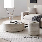 Round Coffee Table Faux MARS Pattern Cocktail Table Center Table Accent Table Sofa Side Table End Table - ModernLuxe