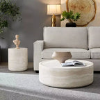 Round Coffee Table Faux MARS Pattern Cocktail Table Center Table Accent Table Sofa Side Table End Table