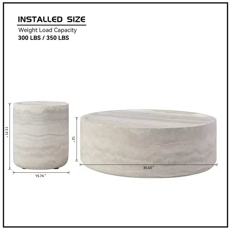 Round Coffee Table Faux MARS Pattern Cocktail Table Center Table Accent Table Sofa Side Table End Table