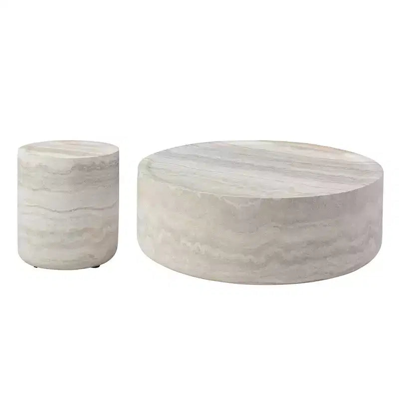 Round Coffee Table Faux MARS Pattern Cocktail Table Center Table Accent Table Sofa Side Table End Table