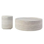 Round Coffee Table Faux MARS Pattern Cocktail Table Center Table Accent Table Sofa Side Table End Table