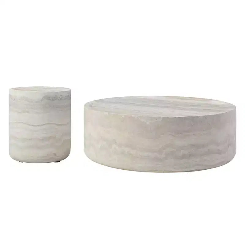 Round Coffee Table Faux MARS Pattern Cocktail Table Center Table Accent Table Sofa Side Table End Table