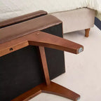 Teddy Wool Fabric Bed End Stool with Solid Wood Feet and Storage Function