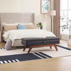 Teddy Wool Fabric Bed End Stool with Solid Wood Feet and Storage Function