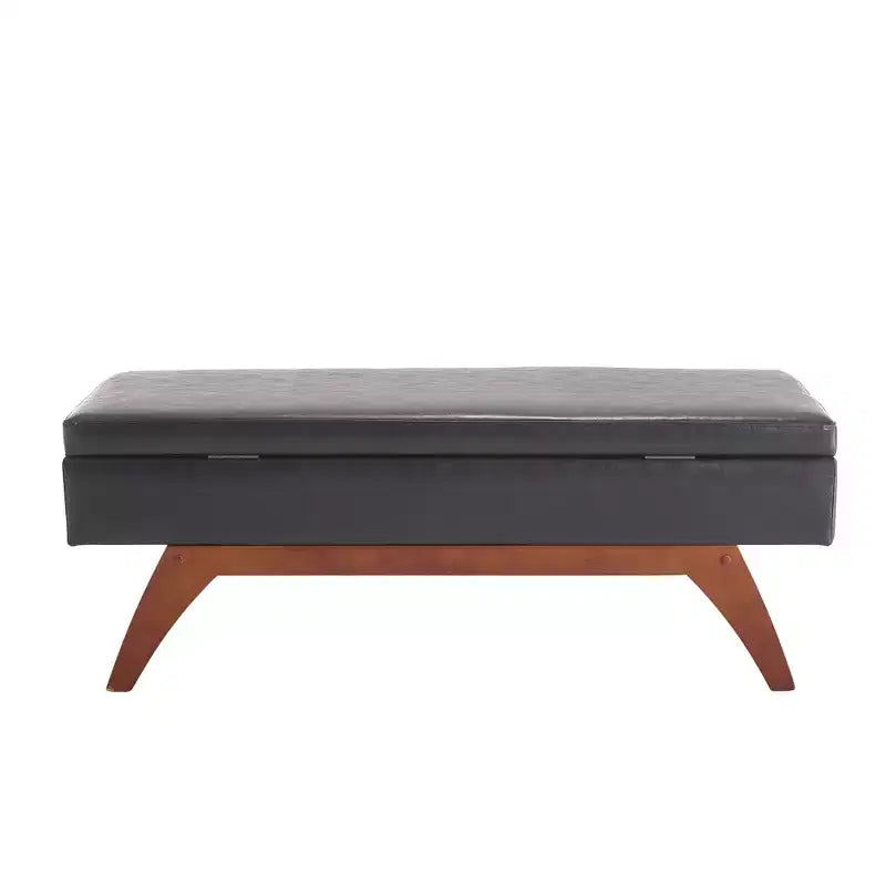 Teddy Wool Fabric Bed End Stool with Solid Wood Feet and Storage Function