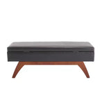 Teddy Wool Fabric Bed End Stool with Solid Wood Feet and Storage Function