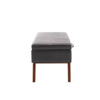 Teddy Wool Fabric Bed End Stool with Solid Wood Feet and Storage Function