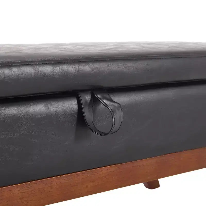 Teddy Wool Fabric Bed End Stool with Solid Wood Feet and Storage Function