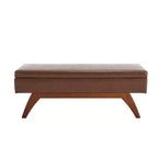 Teddy Wool Fabric Bed End Stool with Solid Wood Feet and Storage Function