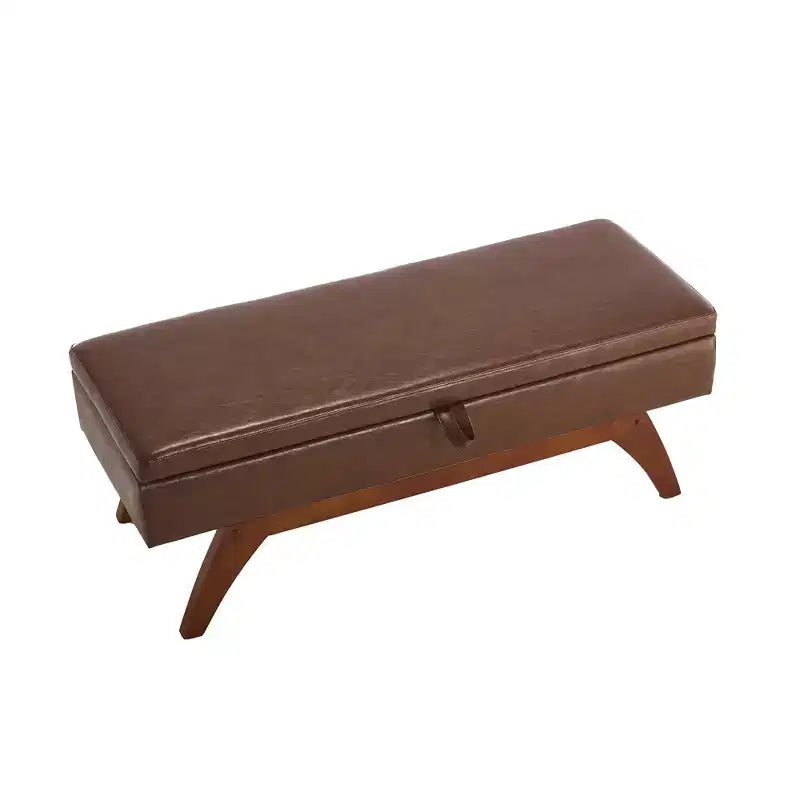 Teddy Wool Fabric Bed End Stool with Solid Wood Feet and Storage Function