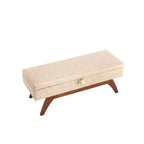 Teddy Wool Fabric Bed End Stool with Solid Wood Feet and Storage Function