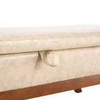 Teddy Wool Fabric Bed End Stool with Solid Wood Feet and Storage Function