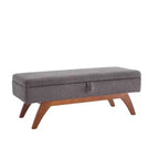 Teddy Wool Fabric Bed End Stool with Solid Wood Feet and Storage Function