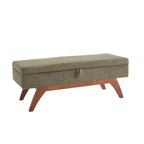 Teddy Wool Fabric Bed End Stool with Solid Wood Feet and Storage Function