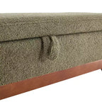 Teddy Wool Fabric Bed End Stool with Solid Wood Feet and Storage Function