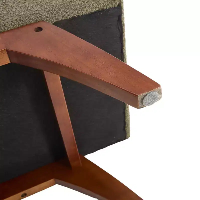 Teddy Wool Fabric Bed End Stool with Solid Wood Feet and Storage Function