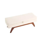 Teddy Wool Fabric Bed End Stool with Solid Wood Feet and Storage Function