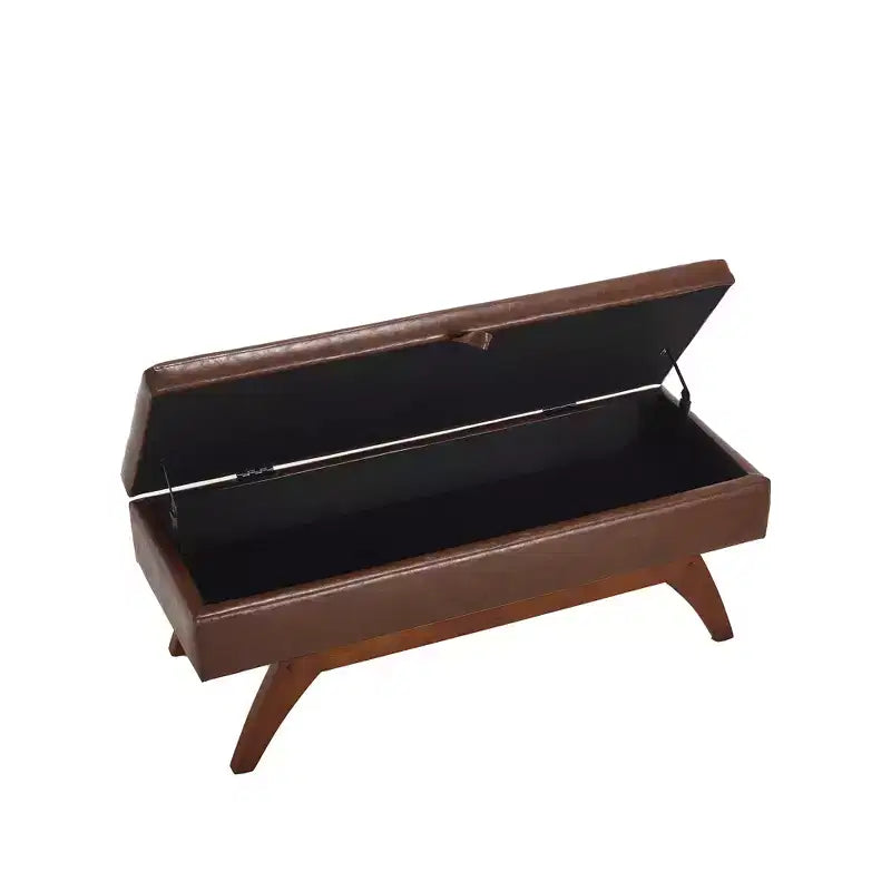 Teddy Wool Fabric Bed End Stool with Solid Wood Feet and Storage Function