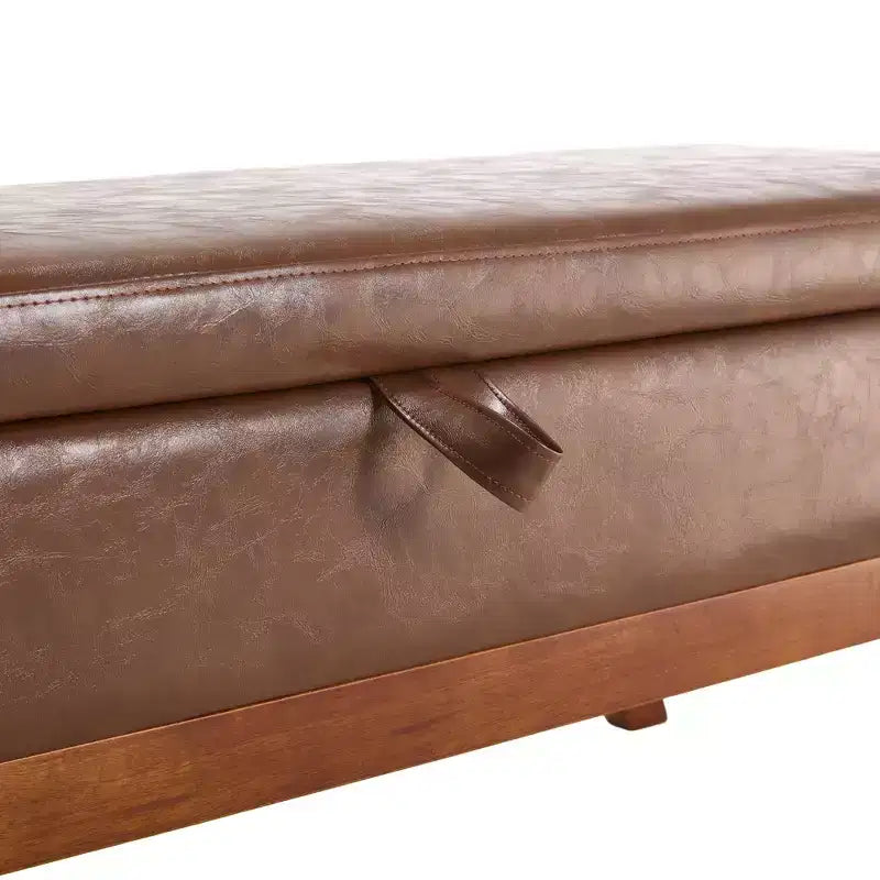 Teddy Wool Fabric Bed End Stool with Solid Wood Feet and Storage Function
