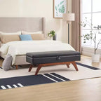 Teddy Wool Fabric Bed End Stool with Solid Wood Feet and Storage Function